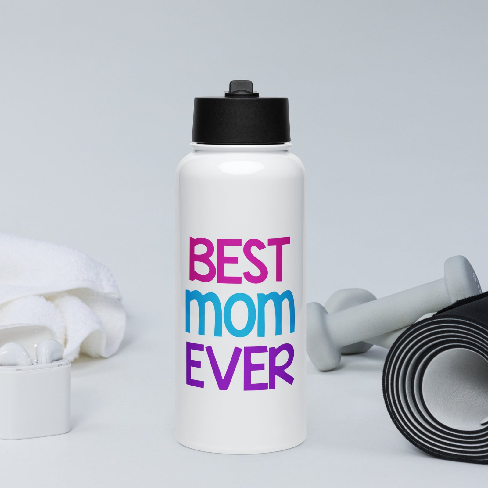 Best Mom Ever Stainless steel water bottle with a straw lid