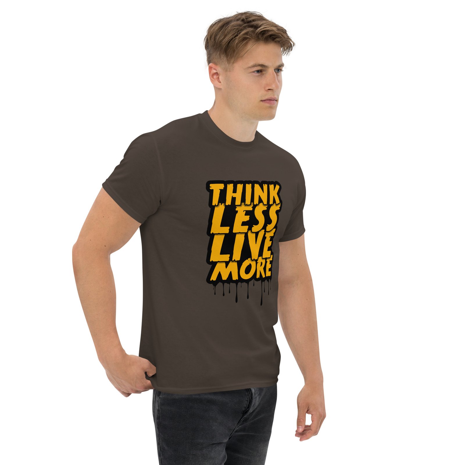 Think Less Live More Quote Printed Unisex classic tee - Image 2