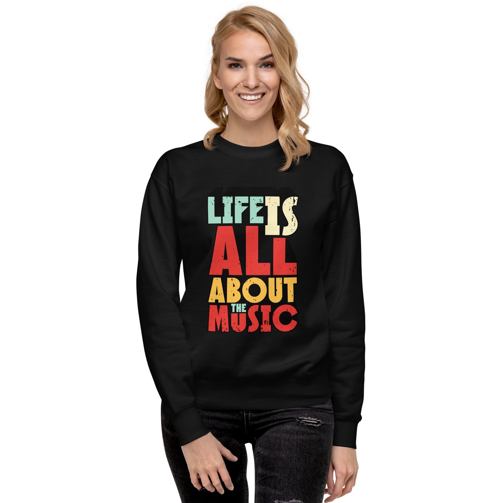 Live is all about Music Unisex Premium Sweatshirt - Image 3