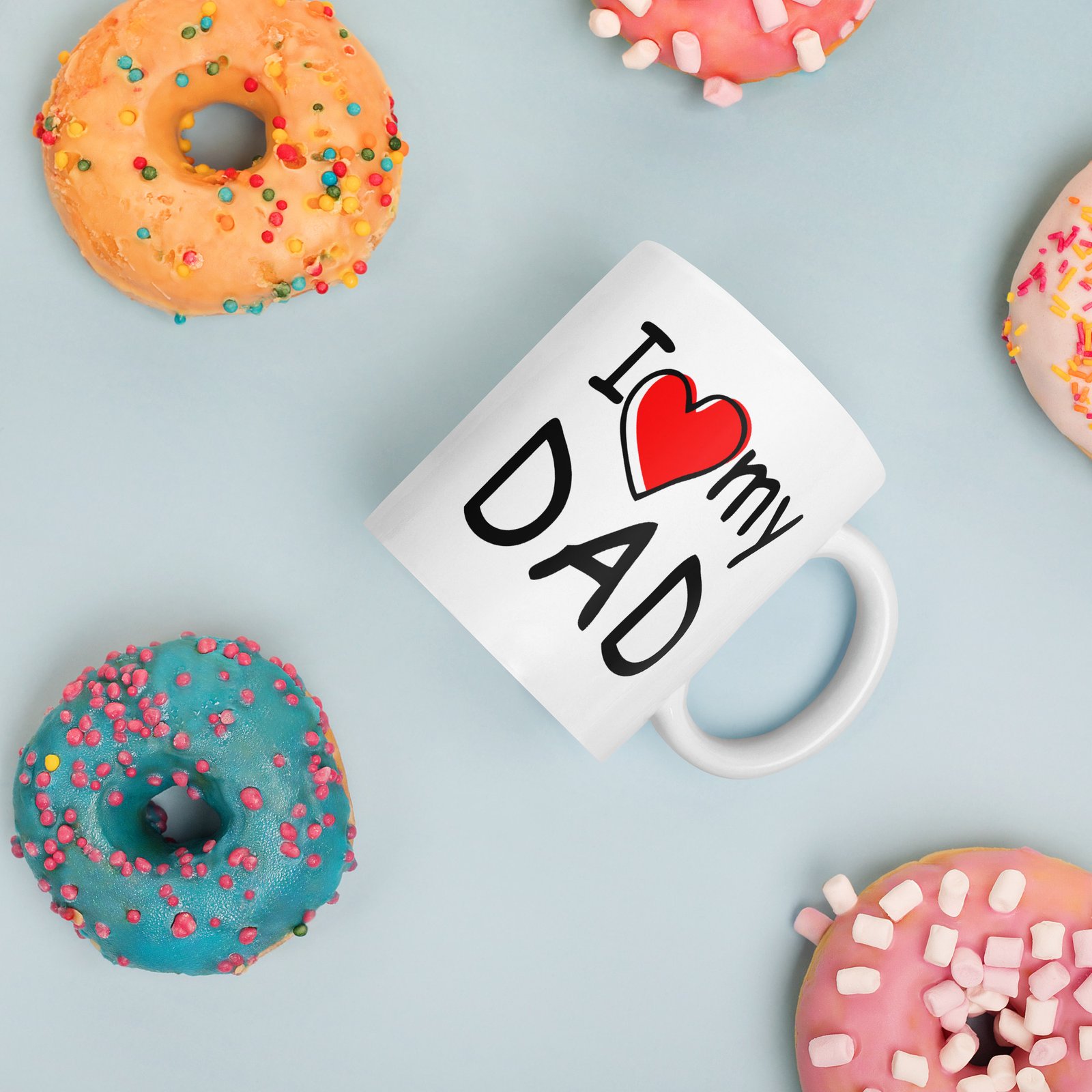 I Love Dad White glossy mug - Image 3