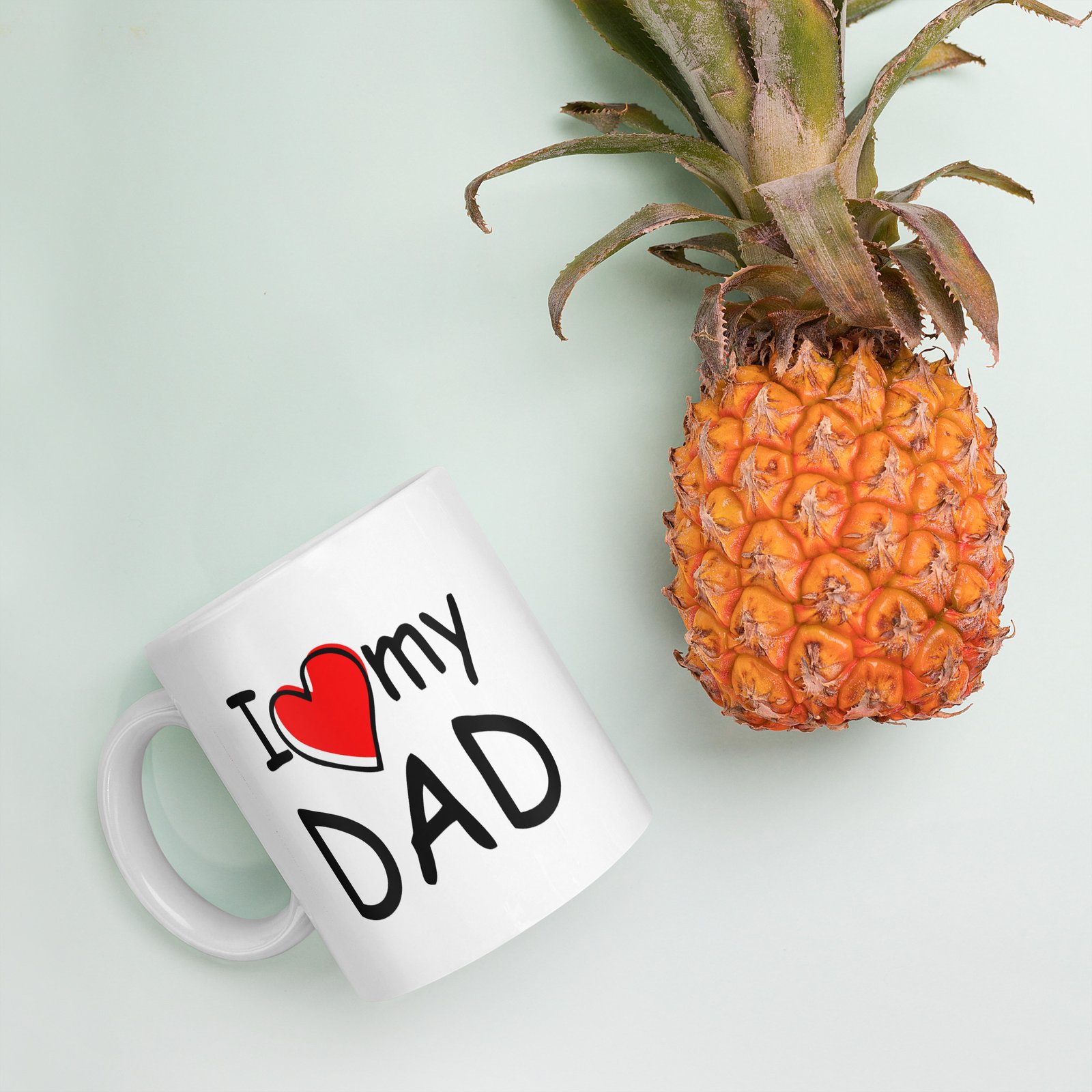 I Love Dad White glossy mug - Image 4