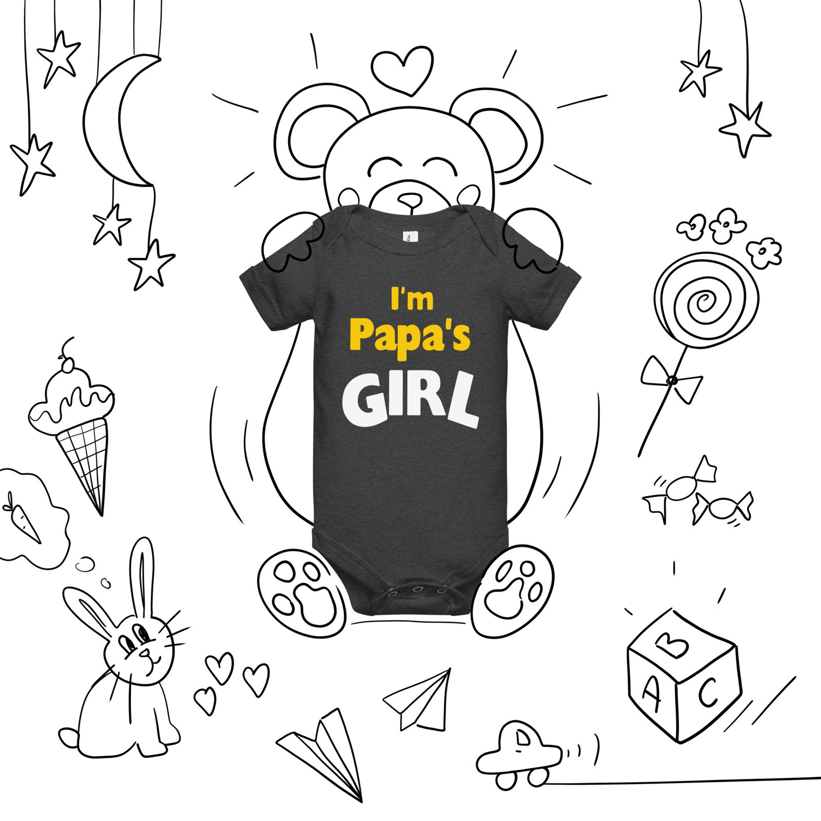 I'm Papa's Girl Baby short sleeve one piece - Image 3
